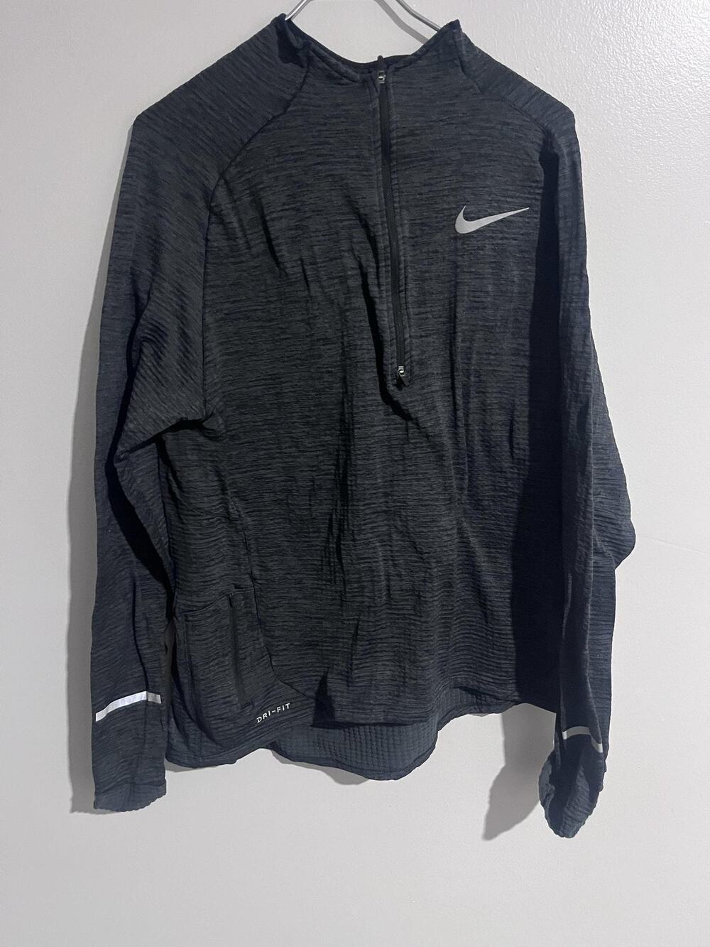 Nike Pullover Mens XL Gray Mock Neck 1/4 Zip Dri-FIT Reflective Pockets